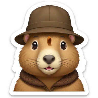 Capibara with a hat sticker