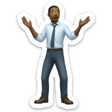 A man with dollar bills raining down on him sticker