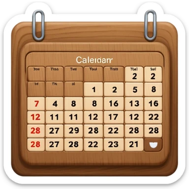 calendar wood sticker