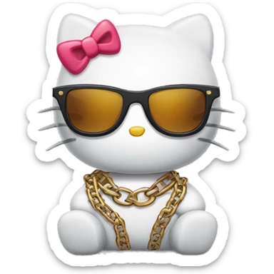 Hello kitty wearing sunglasses and chains sticker