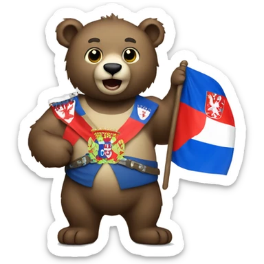 Bear holding serbian flag  sticker
