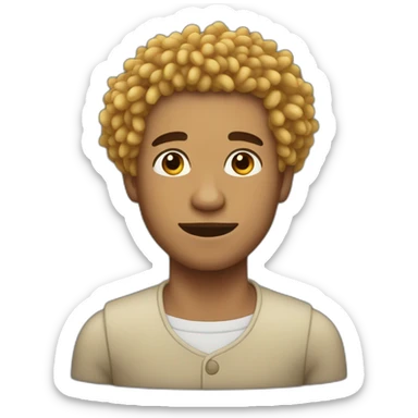 A man with wheat skin, curly black hair, and a slight chin sticker