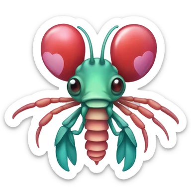 mantis shrimp with hearts sticker