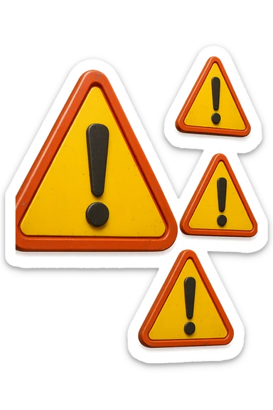 SEGNALI DI PERICOLO CON PUNTO ESCLAMATIVO 3D FLUTTUANO IN ARIA, IPERREALISTICI 4K sticker