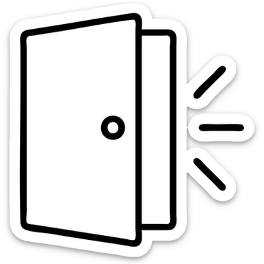 symbolic icon of a door opening to a bright future, minimal lines sticker