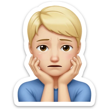 Crying holding neck arms crossed sticker