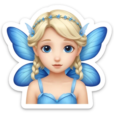 A shy fairy with soft blue wings sticker