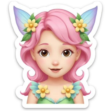 cute pastel fairy girl flower head decoration wink sticker