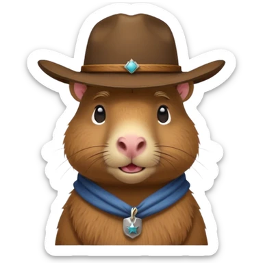 Capybara with a cowboy hat sticker