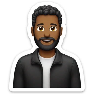 Humano con chaqueta negra y barba  sticker