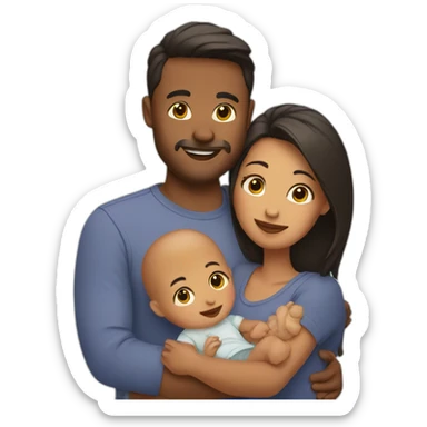Couple with baby sticker