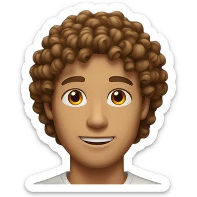 guy with curly hair and hazel eyes no beard and tan skin sticker
