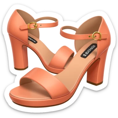 A 3D cartoon Peach coral open-toe sandal with ankle straps and smooth curved sole, isolated plain background, Memoji-style rendering. sticker