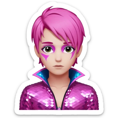 Eros from Lore Olympus with pink hair, pink sequin outfit sticker