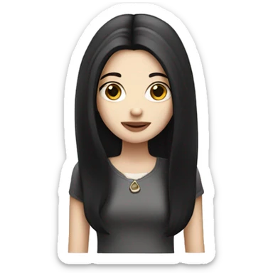pale girl with long black hair with purse sticker