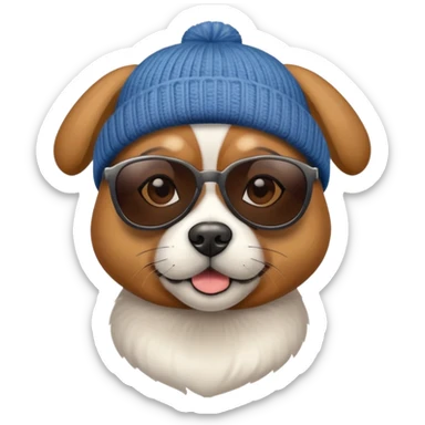 dog with sunglasses and beanie sticker