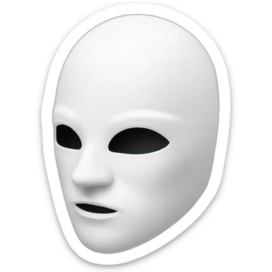 masque en blanc qui sourit et qui est dans un style futur sticker