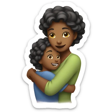 Mom and daughter hugging  sticker