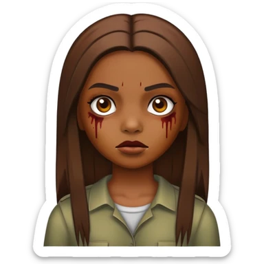 Zumbi girl, brown straight hair sticker