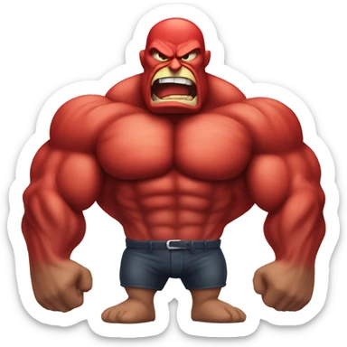 Very muscular angry red apple man sticker