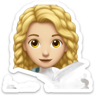 white girl read a book sticker