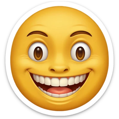a smiling yellow face with very big teeth like the trivago guy sticker