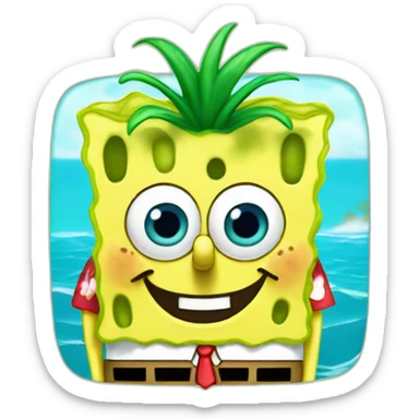Spongebob wearing hawaian shirt  sticker