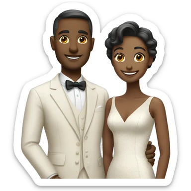 smiling couple in formal attire sticker