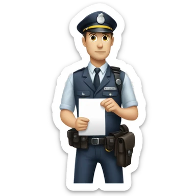 Man inspector with a sign that says Копипаст sticker