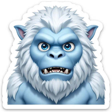 Cinematic Realistic WoW Yeti Portrait, head tilted epicly and inquisitively, showcasing a primal blend of raw might and mystical allure. His thick, shaggy fur in icy whites and pale blues and piercing ice-blue eyes are rendered in meticulous detail under dynamic, frosty lighting, high shine, epic and awe-inspiring, embodying the mystique of the frozen wilderness. sticker
