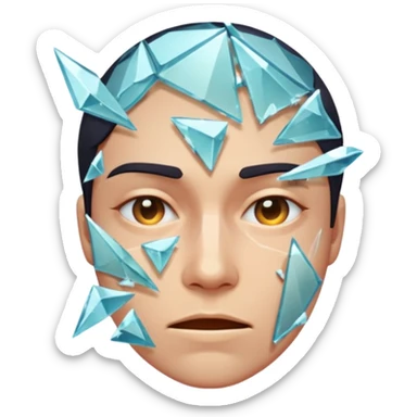 Face splitting into multiple expressions like shattered glass sticker