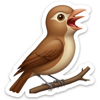 nightingale bird singing with open beak sticker