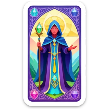 fantasy magic tarot card low poly sticker