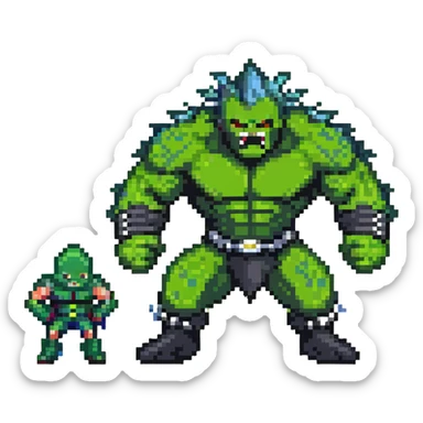 Hulk battling Abomination, muscular green hero versus spiky monster sticker