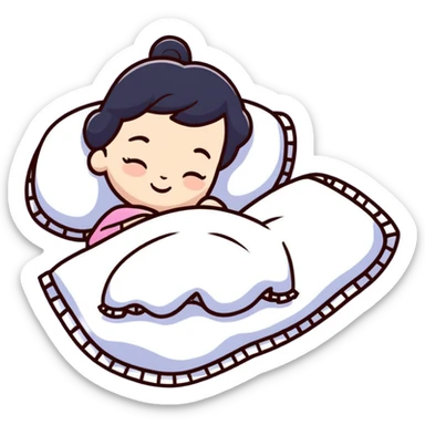 adorable girl sleeping with a small blanket sticker