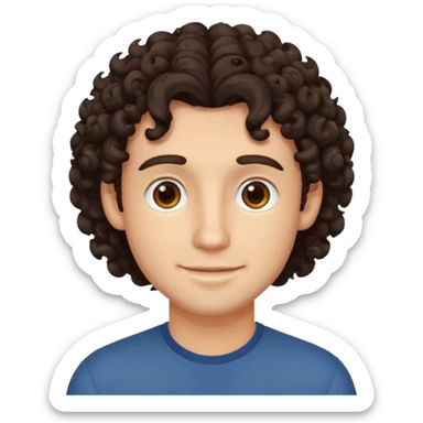 Make a guy with curly dark browns hair sticker