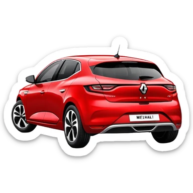 Renault Megane E-Tech electric car, rear view, red color with hatchback design sticker