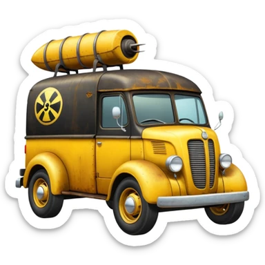 Professional exterminator’s antique tall moving van hot rod sticker