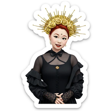 redhead in black dress sticker