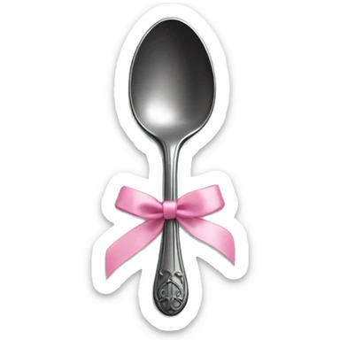 Elegant spoon with pink ribbon around it sticker