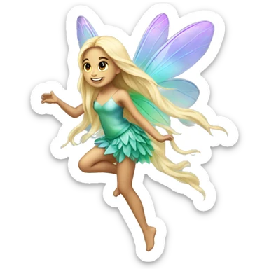 Iridescent fairy flying long hair blonde full body sticker