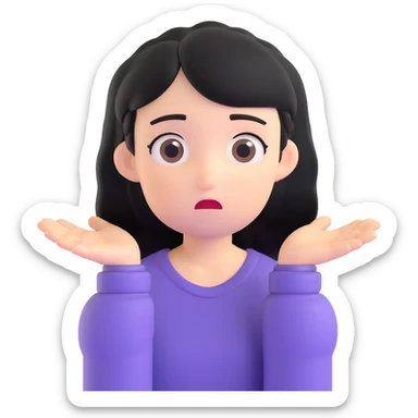 confused black-haired girl with 'I don't know what I want to do' face sticker