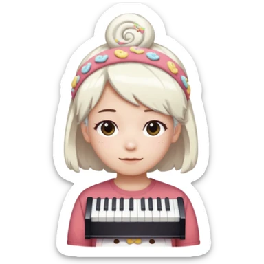 Cutecore white dyed hair sanrio cinnamon roll headband mezzo piano shirt sticker