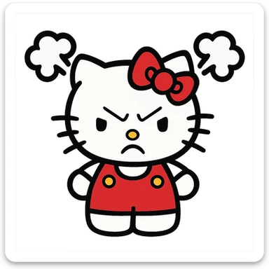 Angry Hello Kitty, steam coming from ears sticker
