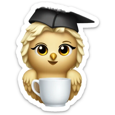 A blonde owl princess in a graduation cup sticker