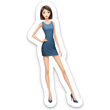 A tall slender woman with elongated arms and legs, sharp angular facial features, high cheekbones sticker