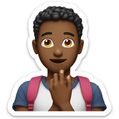 emoji of a gay boy looking at his nails , and the camera position should be from side angle sticker