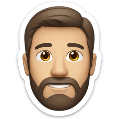 male, brown hair, brown eyes, mid 40s, from Argentina, short beard, with torso visible sticker