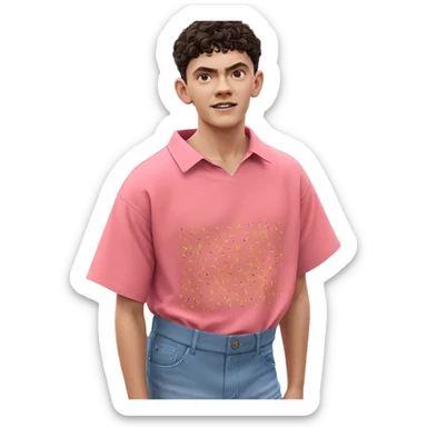 boy in pink shirt outdoors sticker