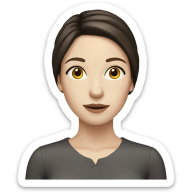 woman long dark brown hair pale skin sticker